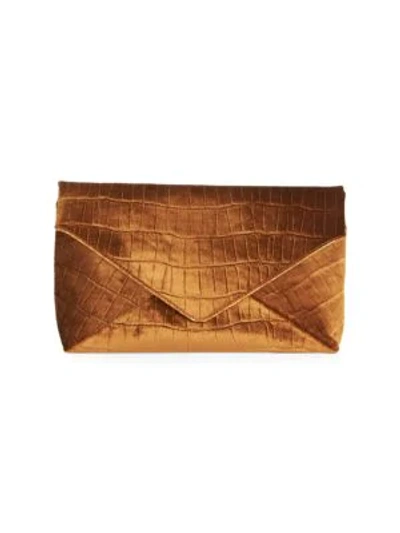 Shop Dries Van Noten Metallic Leather Envelope Clutch In Tan