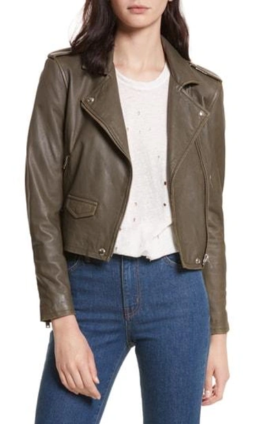 Shop Iro 'ashville' Leather Jacket In Khaki