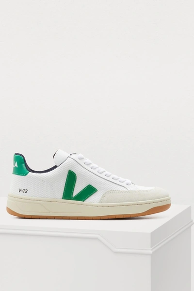 Shop Veja V-12 Sneakers In White Emeraude