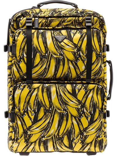 Shop Prada Banana Print Cabin Trolley In Yellow