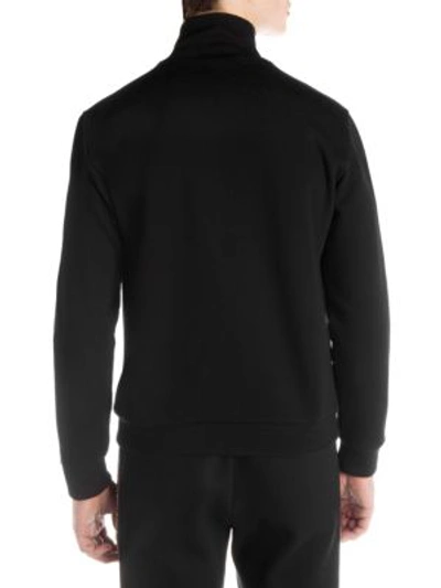 Shop Fendi Zip-up Cotton Logo Sweatshirt In Black