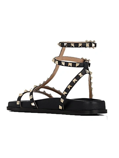 Shop Valentino Rockstud Leather T-strap Sandal