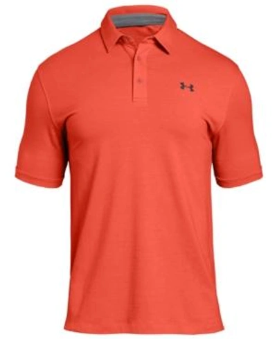 Shop Under Armour Men's Charged Cotton Scramble Golf Polo In Fire