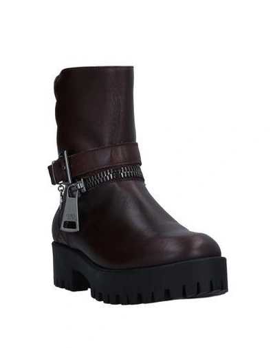 Shop Armani Jeans Ankle Boots In Maroon