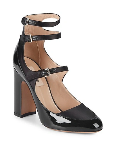 Shop Valentino Patent Leather Ankle-strap Pumps In Black