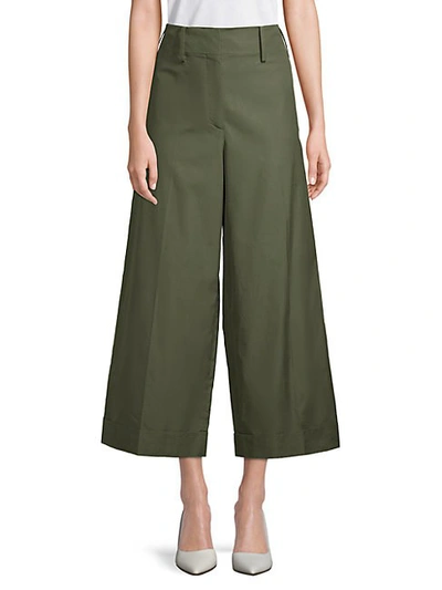 Shop Valentino Wide-leg Cotton Pants In Cypress
