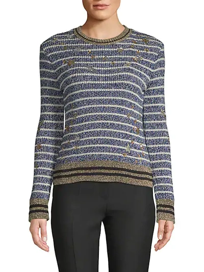 Shop Valentino Striped Metallic Sweater In Multi