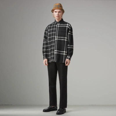 Burberry Gosha X Check Flannel Shirt In Charcoal | ModeSens