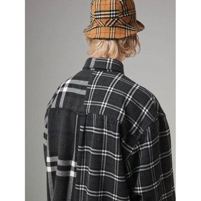 Burberry Gosha X Check Flannel Shirt In Charcoal | ModeSens