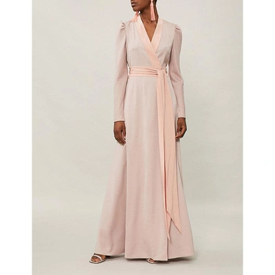 Shop Diane Von Furstenberg Wrap-over Woven Maxi Dress In Pink Sand/shell