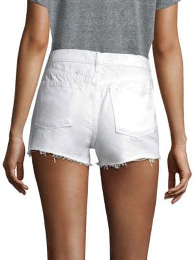 Shop J Brand Low-rise Released Hem Shorts In White