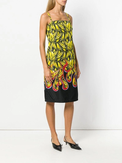 Shop Prada Banana Print Midi Dress - Yellow
