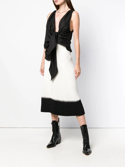 Shop Alexander Mcqueen Contrast Flared Midi Skirt - White