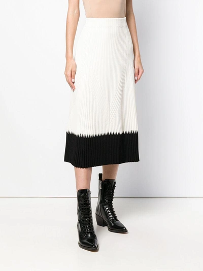 Shop Alexander Mcqueen Contrast Flared Midi Skirt - White