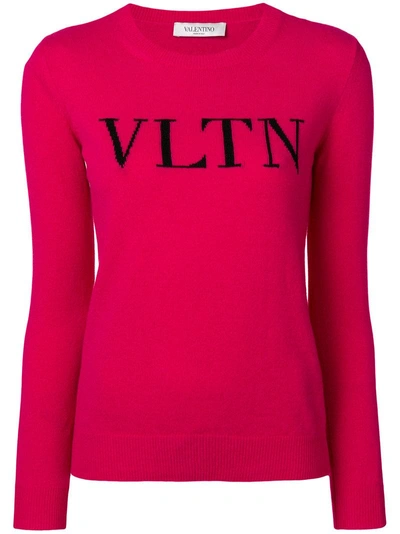 Shop Valentino Logo Sweater - Pink