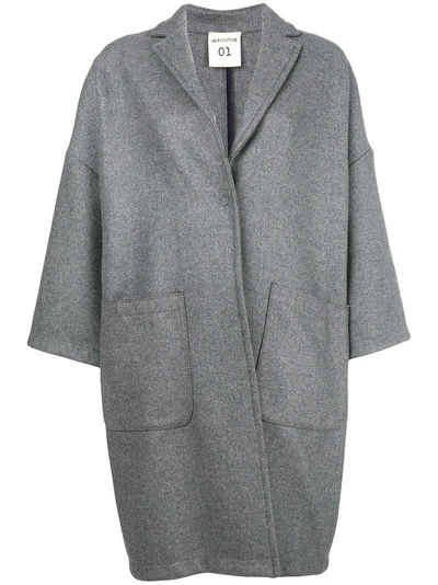 Shop Semicouture Oversize Buttoned Coat - Grey