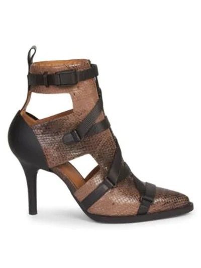 Shop Chloé Tracy Buckle Watersnake Print Leather Ankle Boots In Multi