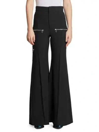 Shop Chloé Stretch Wool Flare Pants In Black