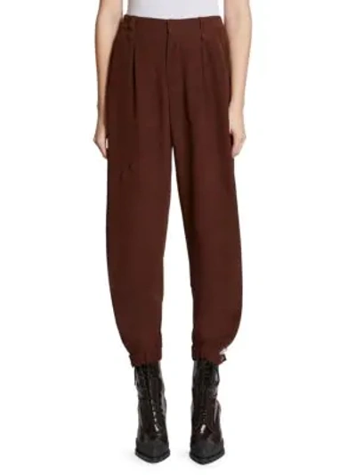 Shop Chloé Silk Jodphur Jogging Pants In Obscure Brown