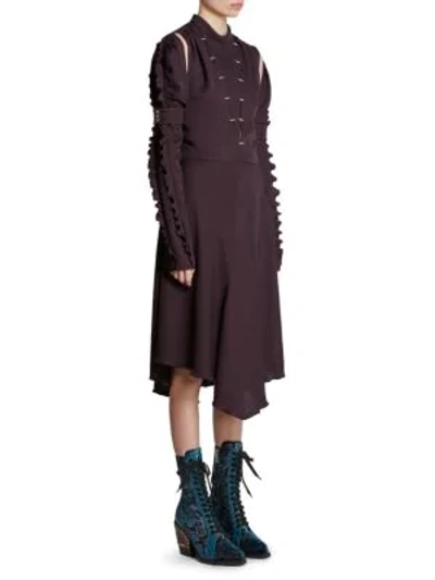 Shop Chloé Silk Crepe Midi Dress In Carbon Brown
