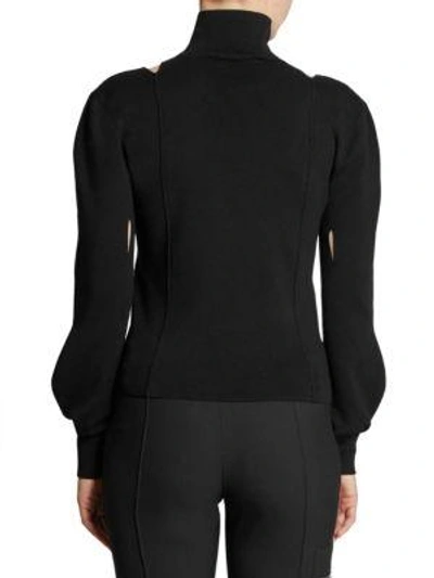 Shop Chloé Superfine Merino Cut-out Turtleneck Sweater In Black