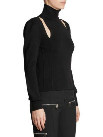 Shop Chloé Superfine Merino Cut-out Turtleneck Sweater In Black