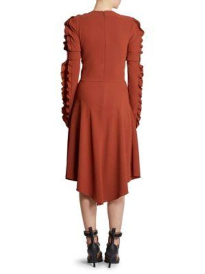 Shop Chloé Ruffle-sleeve Midi Dress In Wild Wood Brown