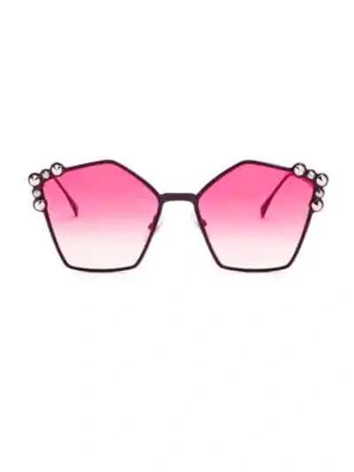 Shop Fendi 57mm Embellished Pentagon Sunglasses In Pink