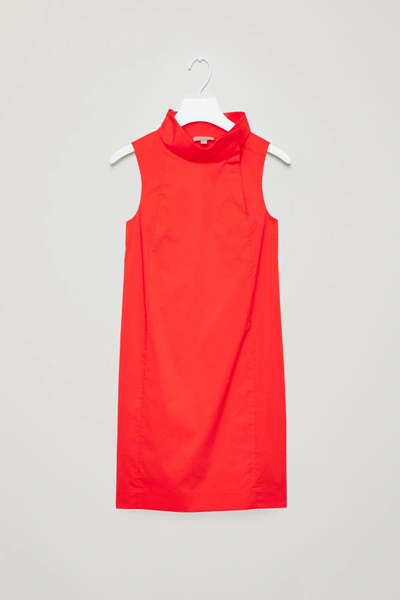 Shop Cos Sleeveless Dress With High Neck In Red