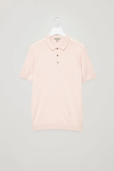 Shop Cos Silk-cotton Polo Shirt In Pink