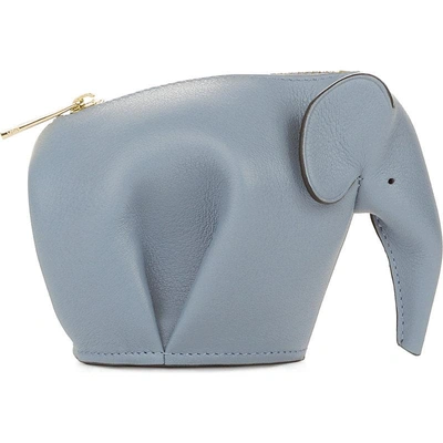 Shop Loewe Elephant Leather Coin Purse In Stone Blue