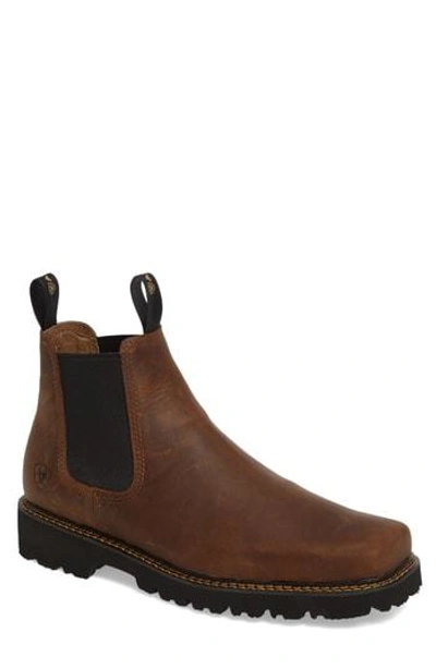 Shop Ariat 'spot Hog' Chelsea Boot In Distressed Brown Leather