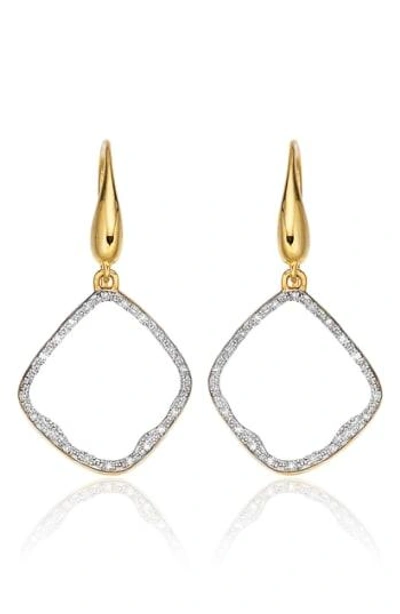 Shop Monica Vinader 'riva' Diamond Hoop Drop Earrings In Yellow Gold
