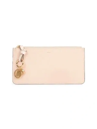 Shop Chloé Leather Card Holder In Blush Nude