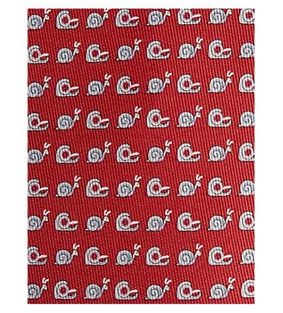 Shop Ferragamo Snail-print Silk Tie In Red