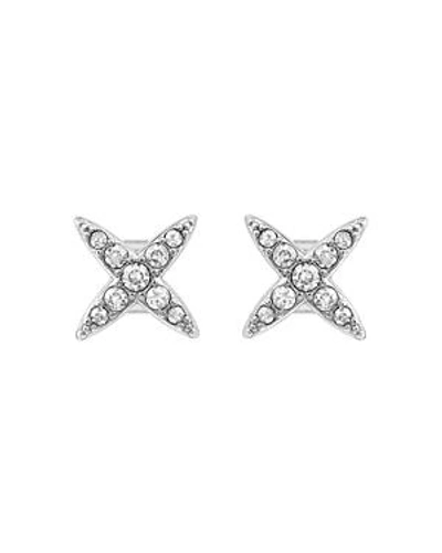Shop Adore Pave Four Point Star Earrings In Silver