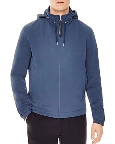 Shop Sandro Orion Hooded Jacket In Steel Blue