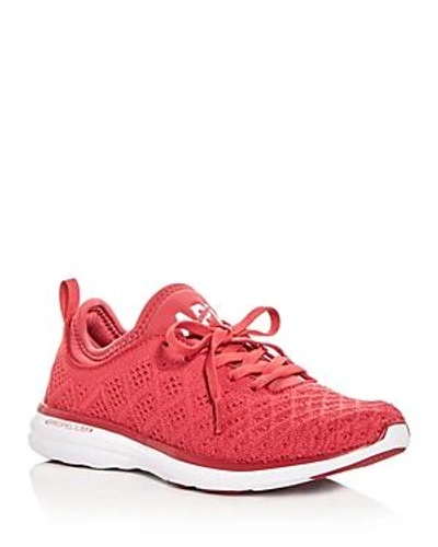 Shop Apl Athletic Propulsion Labs Women's Phantom Techloom Knit Lace Up Sneakers In Brick/white