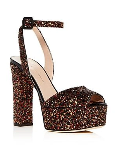 Shop Giuseppe Zanotti Women's Lavinia Glitter High-heel Platform Sandals In Red