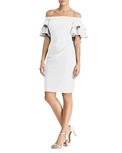 Shop Ralph Lauren Lauren  Ruffled Off-the-shoulder Crepe Dress In Cream