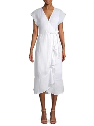 Shop Joie Filma Linen Crossover Dress In Porcelain