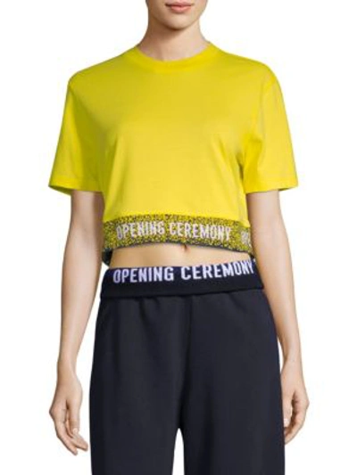 Shop Opening Ceremony Cropped Logo Tee In Flash Yellow