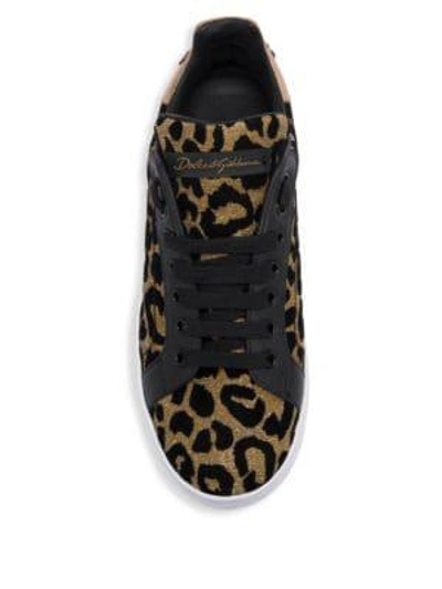 Shop Dolce & Gabbana Leopard Print Classic Sneakers In Black Fucshia