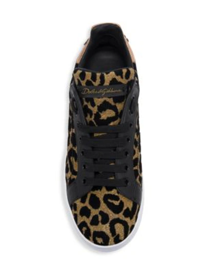 Shop Dolce & Gabbana Leopard Print Classic Trainers In Black Fucshia