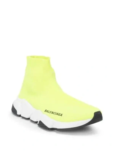 Shop Balenciaga Speed Sock Stretch-knit Sneakers In Yellow