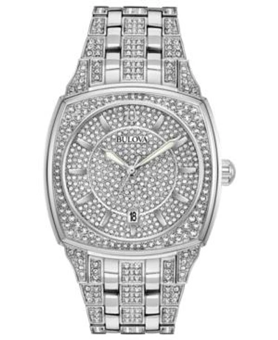 Shop Bulova Men's Stainless Steel & Crystal-accent Bracelet Watch 40mm In Silver
