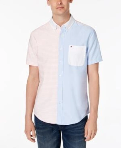 Shop Tommy Hilfiger Men's Colorblocked Gingham Classic Fit Shirt, Created For Macy's In Crystal Rose
