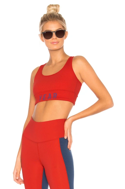 Shop Year Of Ours Year Rib Sports Bra In Red