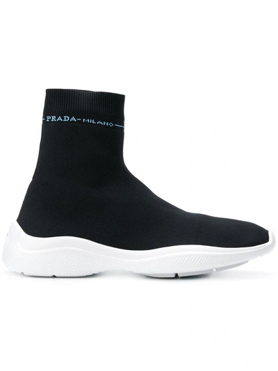 Shop Prada Sock Sneakers - Black