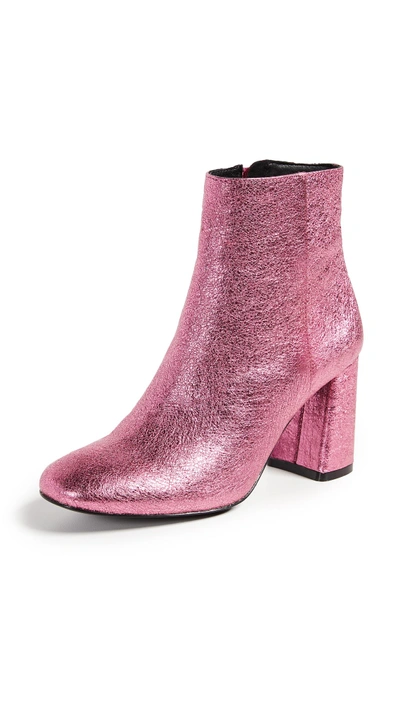 Shop Alice And Olivia Dobrey Block Heel Booties In Bubblegum